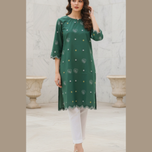 Forest Green Embroidered Cotton Shirt