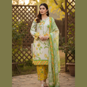 Ivory Blossom Printed Lawn 3-Piece Suit
