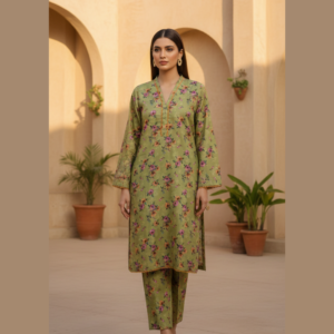 Olive Bloom – Premium Lawn 2 Piece