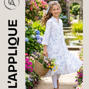 Blue & White Floral Cotton Maxi Frock – Elegant Comfort for Every Day