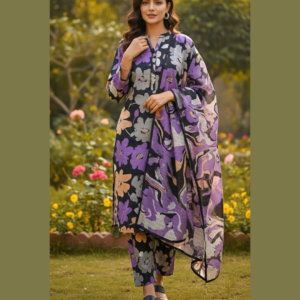 Midnight Bloom Printed Lawn 3-Piece Suit