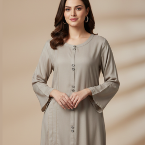 2-Piece Premium Linen Hand Embroidered Suit – Stone Grey