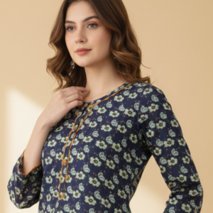 Midnight Blue Bloom – Premium Lawn 2 Piece
