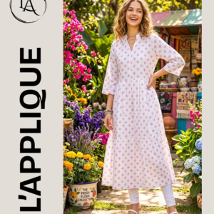 Pink Printed Cotton Maxi Frock – Chic Comfort for Every Occasion