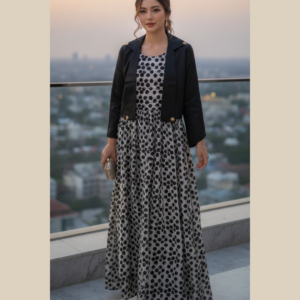 Georgette Chiffon Polka Dot Maxi Dress