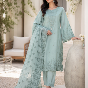 Powder Blue Embroidered 3-Piece Suit