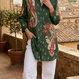 Blended Cotton Silk Printed Shirt