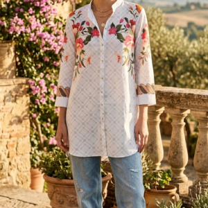 Blended Cotton Silk Printed Shirt