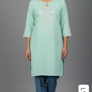 Mint Green Embroidered Cotton Shirt