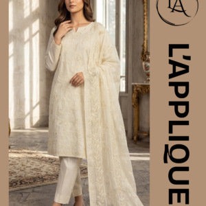 Ivory Lawn 3-Piece Heavy Embroidered Unstitched Dress