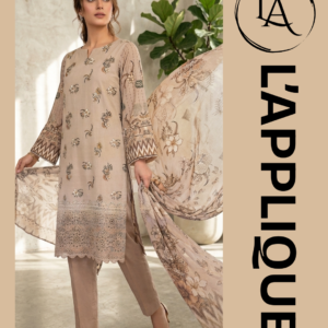 Unstitched 3-Piece Lawn Suit with Daman Embroidery & Bamber Chiffon Dupatta | L'APPLIQUE