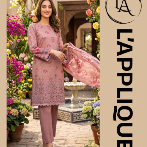 Unstitched 3-Piece Lawn Suit with Daman Embroidery & Bamber Chiffon Dupatta | L'APPLIQUE