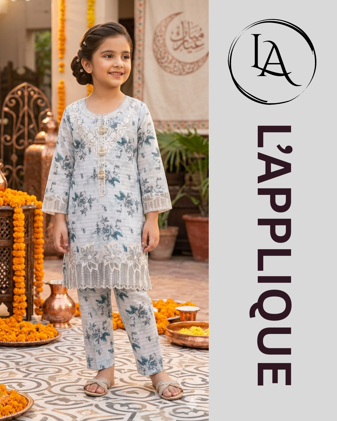 L’APPLIQUE Girls Lawn Cotton 2-Piece Suit