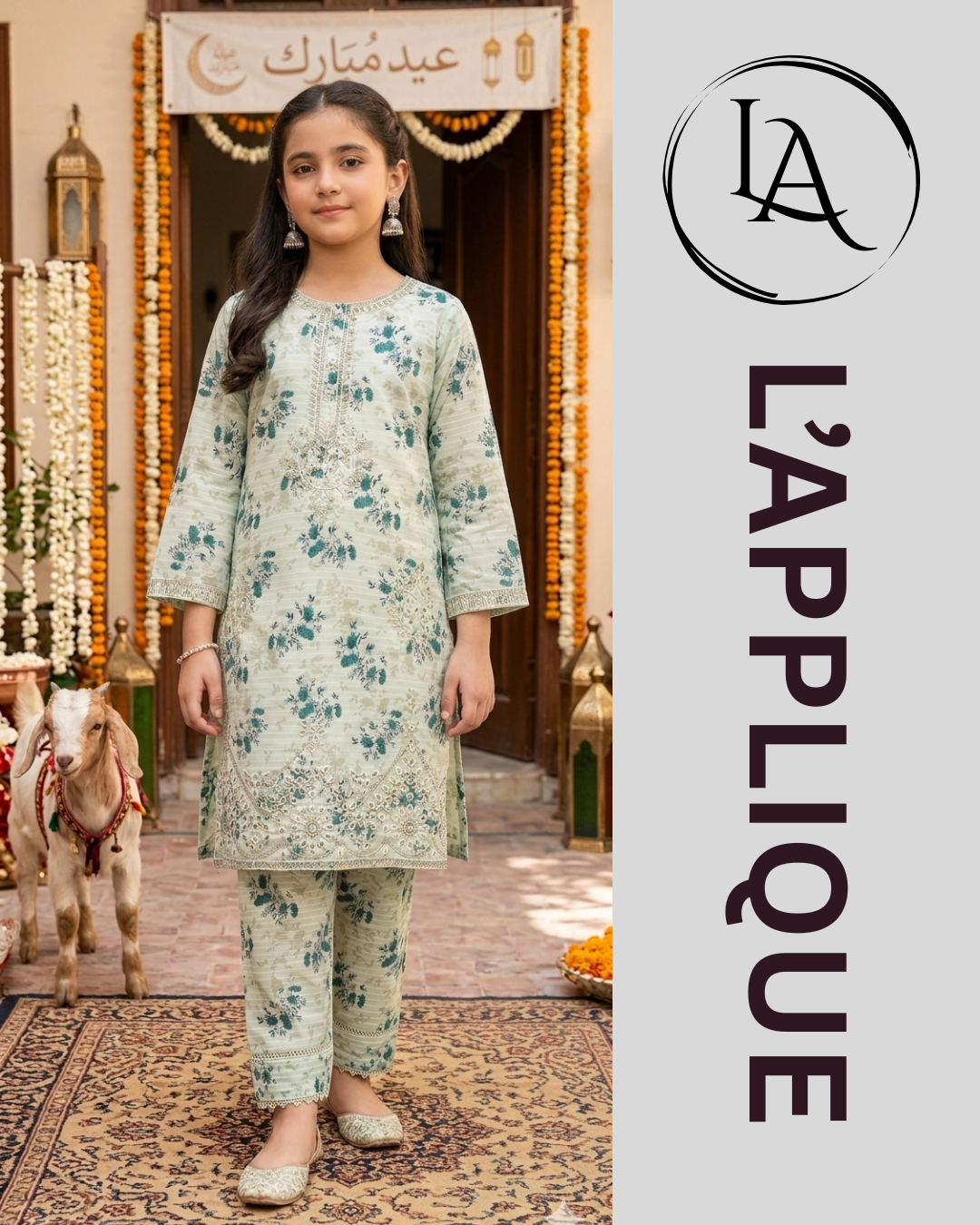 L’APPLIQUE Girls’ Lawn Cotton 2-Piece Suit