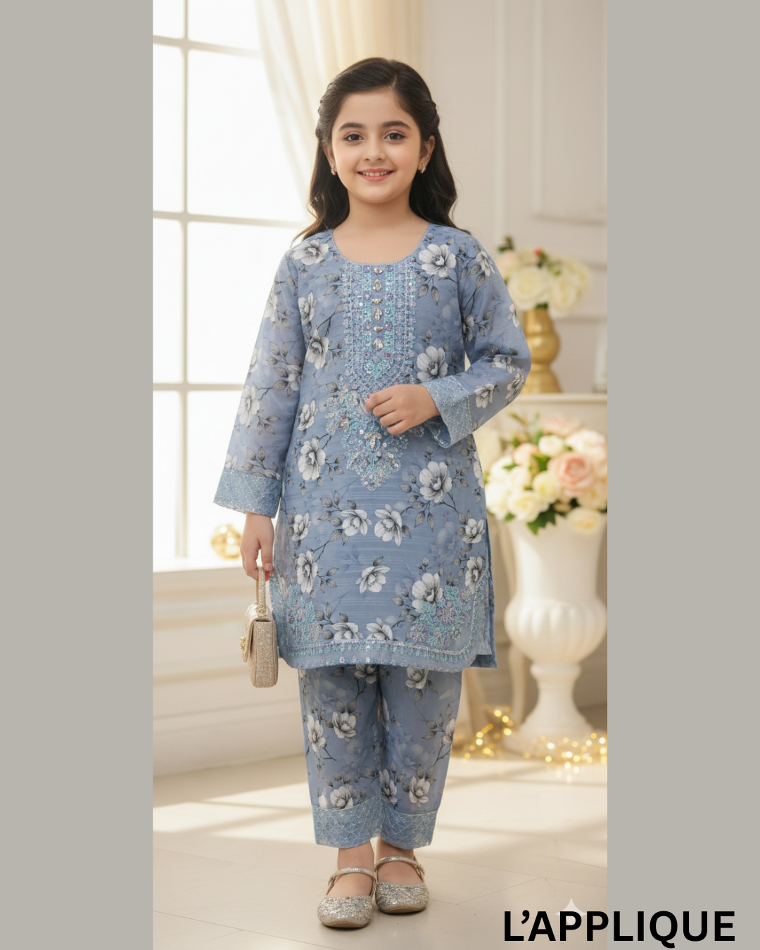 L’APPLIQUE Girls Premium Lawn Cotton 2-Piece Suit