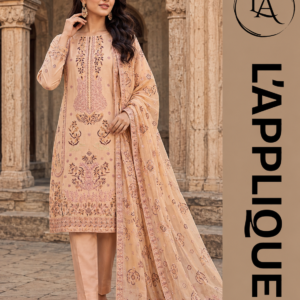 Peach Lawn 3-Piece Heavy Embroidered Unstitched Dress