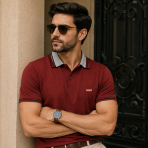 L’APPLIQUE Burgundy Signature Polo Shirt