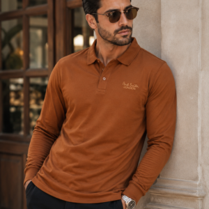 Premium Rust Brown Full-Sleeve Polo Shirt