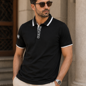 Premium Black Striped Polo Shirt