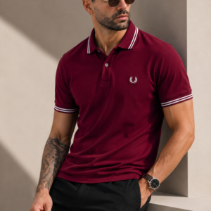 L’APPLIQUE Burgundy Signature Polo Shirt