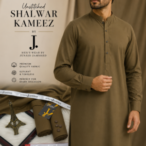 J. Olive Brown Wash & Wear Unstitched Shalwar