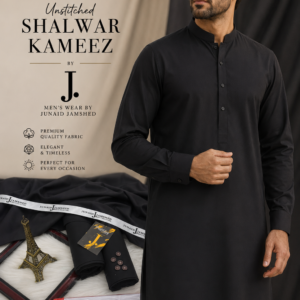 J. Black Wash & Wear Unstitched Shalwar Kameez