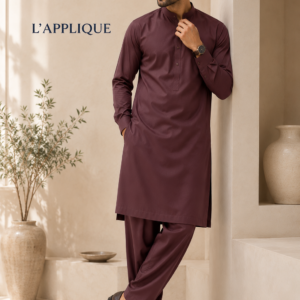 Shaffer by Grace Maroon Wash & Wear Shalwar Kameez