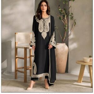 Black Lawn 2-Piece Heavy Embroidered Unstitched Dress